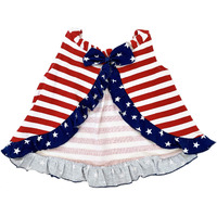 AnnLoren Baby Girls 4th of July Swing Tank Top with Ruffle Trim and Bow Sizes 3M-6 Yrs