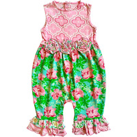 AnnLoren Rose Floral Baby Girls' Romper Toddler Jumpsuit Summer 18-24 Mo