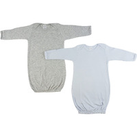 Bambini-Bambini Boy Newborn Baby 2 Piece Gown Set Heather Grey/Blue