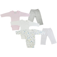 Bambini CS-0467S Infant Girls Long Sleeve One Piece & Track Sweat Pants Grey & White - Small - 5 per Pack