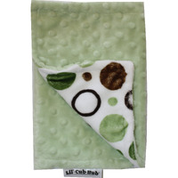 Lil' Cub Hub Minky Burp Cloth, Green Brown Circles Print/Sage Dot