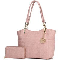 MKF Collection by Mia K. MKF-HM1501RPK 2 Piece Allison Tote Bag & Wallet, Rose Pink