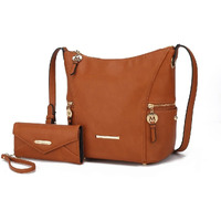 MKF Collection by Mia K. MKF-N-X583COG 2 Piece Lux Hobo Bag with Wallet Set, Cognac