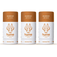 Hume Supernatural Aluminum Free Deodorant for Women & Men - Probiotic and Plant-Based, Long-Lasting Moisture Absorbing - Clean and Effective (Out West - 3 pack)