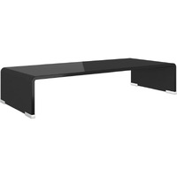 vidaXL Modern TV Stand/Monitor Riser, Tempered Glass Construction, Streamlined Black, Ideal for Television, Laptop, DVD Player - Easy to Clean, 23.6 x9.8 x4.3 , Strength and Safety Borg