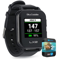 SkyCaddie LX2 GPS Golf Watch Black Bundle with 2 YR CPS Enhanced Protection Pack