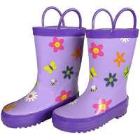 Foxfire for Kids Lavender Rubber Boots with Flowers size 9