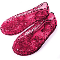 Del Sol Color-Changing Jelly Shoes - Princess Slipper - Changes Color from Clear to Pink in the Sun - Sturdy and Stylish, Made from USA certified PVC - Kids 6