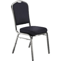 National Public Seating NPS 9300 Series 37  Metal and Fabric Stack Chair in Diamond Navy/Silvervein