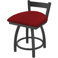 821 Catalina 18  Low Back Swivel Vanity Stool with Pewter Finish and Graph Ruby Seat