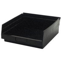 Quantum Storage Systems QSB109CO Economy Conductive Plastic Part Organizer Black Bins 12  L x 12  W x 4  H 8 Pack