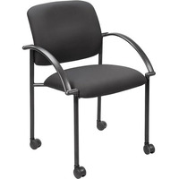 Lorell Mobile Stacking Guest Chair with Arms, Black, 2 Per Set