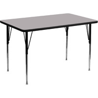 Flash Furniture Wren 36''W x 72''L Rectangular Grey Thermal Laminate Activity Table - Standard Height Adjustable Legs