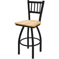 810 Contessa 25  Sivel Counter Stool ith Black Wrinkle Finish and Natural Oak Seat