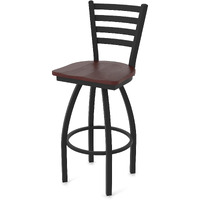 410 Jackie 25  Sivel Counter Stool ith Black Wrinkle Finish and Dark Cherry Oak Seat