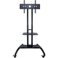 LUXOR FP2500 Adjustable-Height LCD/LED TV Stand + Mount, 40  to 60  Screen Size TVs, Stand 32.75 W x 28.75 D x 46.5  to 62.5 H, Four 2  Nylon Casters, All with Locking Brakes