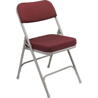 National Public Seating Home Office Decorative 2  Upholstered Seat Folding Chair Fabric Burgundy Pattern, FrameTextured Grey - 2 Pack