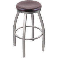 802 Misha Stainless Steel 25  Sivel Counter Stool ith Dark Cherry Oak Seat