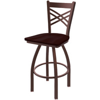 820 Catalina 25  Sivel Counter Stool ith Bronze Finish and Dark Cherry Oak Seat