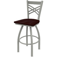 820 Catalina 25  Sivel Counter Stool ith Anodized Nickel Finish and Dark Cherry Oak Seat