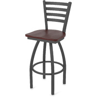 410 Jackie 25  Sivel Counter Stool ith Peter Finish and Dark Cherry Oak Seat