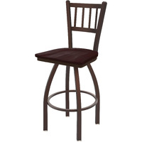 810 Contessa 25  Sivel Counter Stool ith Bronze Finish and Dark Cherry Maple Seat