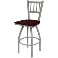 810 Contessa 25  Sivel Counter Stool ith Anodized Nickel Finish and Dark Cherry Oak Seat