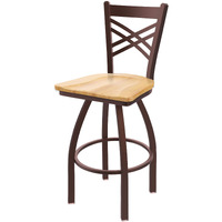 820 Catalina 25  Sivel Counter Stool ith Bronze Finish and Natural Maple Seat