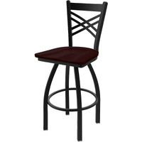 820 Catalina 25  Sivel Counter Stool ith Black Wrinkle Finish and Dark Cherry Oak Seat