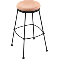 3030 25  Stationary Counter Stool with Black Wrinkle Finish and Natural Oak Seat