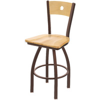 830 Voltaire 25  Swivel Counter Stool with Bronze Finish, Natural Back and Natural Maple Seat