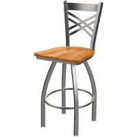 820 Catalina Stainless Steel 25  Swivel Counter Stool with Medium Maple Seat