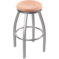 802 Misha Stainless Steel 25  Sivel Counter Stool ith Natural Oak Seat