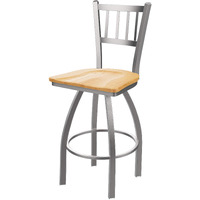 810 Contessa Stainless Steel 25  Sivel Counter Stool ith Natural Oak Seat