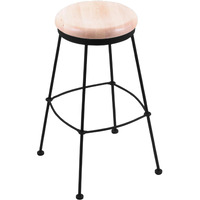 3030 25  Stationary Counter Stool with Black Wrinkle Finish and Natural Maple Seat