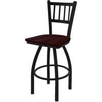 810 Contessa 25  Sivel Counter Stool ith Black Wrinkle Finish and Dark Cherry Oak Seat