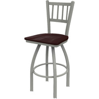 810 Contessa 25  Sivel Counter Stool ith Anodized Nickel Finish and Dark Cherry Maple Seat