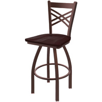 820 Catalina 25  Sivel Counter Stool ith Bronze Finish and Dark Cherry Maple Seat