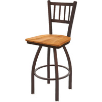 810 Contessa 25  Swivel Counter Stool with Bronze Finish and Medium Maple Seat