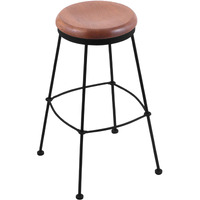 3030 25  Stationary Counter Stool with Black Wrinkle Finish and Medium Oak Seat