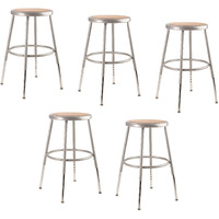 (5 Pack) National Public Seating 19 -27  Adjustable Height Heavy Duty Steel Stool, Grey, 6218H-CN