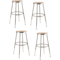 (4 Pack) National Public Seating 25 -33  Height Adjustable Heavy Duty Steel Stool, Grey