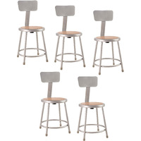 National Public Seating 6218B-CN Steel Stool with 18  Hardboard Seat and Backrest, Grey (Pack of 5)