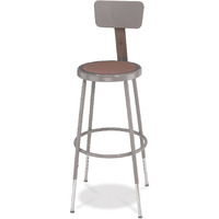 National Public Seating 6224HB-CN Steel Stool with Hardboard Seat Adjustable and Backrest, 25 -33 , Grey (Pack of 4)