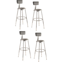 National Public Seating 6424HB-CN Steel Stool with Vinyl Upholstered Seat Adjustable and Backrest, 25 -33 , Grey (Pack of 4)