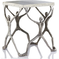 Modern Day Accents 3804 Caballero Man Figure, Aluminum, Modern, Art, Unique Silver, Accent Table, Home, Office, Bedroom, Square Table, Side Table, End Table, Living Room, Bedroom, 18 L x 18 W x 18 H