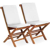 All Things Cedar TF22-2 Teak Folding Chair Set | Outdoor Patio Wooden Foldable Chairs | Fully Assembled, Java Finish, Solid Brass Fittings | Portable Outdoor Chairs 18x23x36