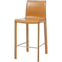 Ne Pacific Direct Gervin Recycled Leather Counter Stool,Poder Coated Steel,Chestnut Bron,Fully Assembled,Set of 2