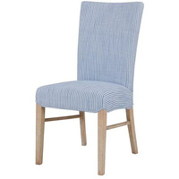 Ne Pacific Direct Milton Fabric Chair,Natural Solid Wood Legs,Blue Stripes,Set of 2