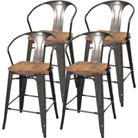 Ne Pacific Direct Metropolis Metal Counter, Set of 4 Bar & Counter Stools, Gunmetal Grey